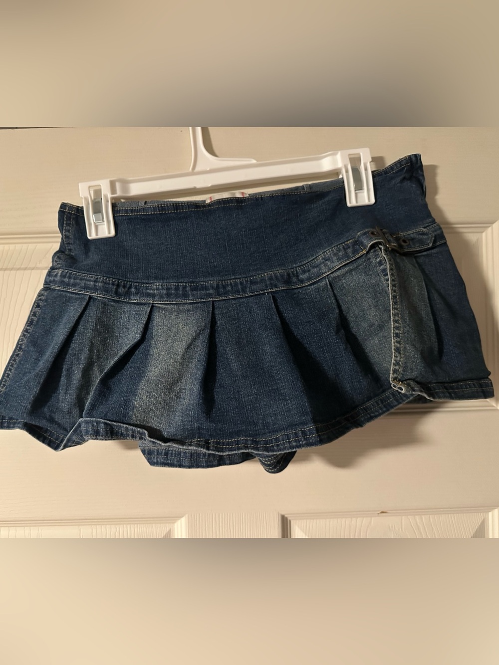 BDG Dark Blue Denim Skort with Red Stitching Accent